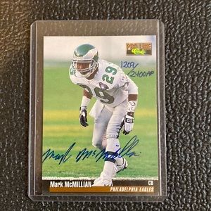 Mark McMillian autographed 1995 pro line classic football card. 1209 of 2400.